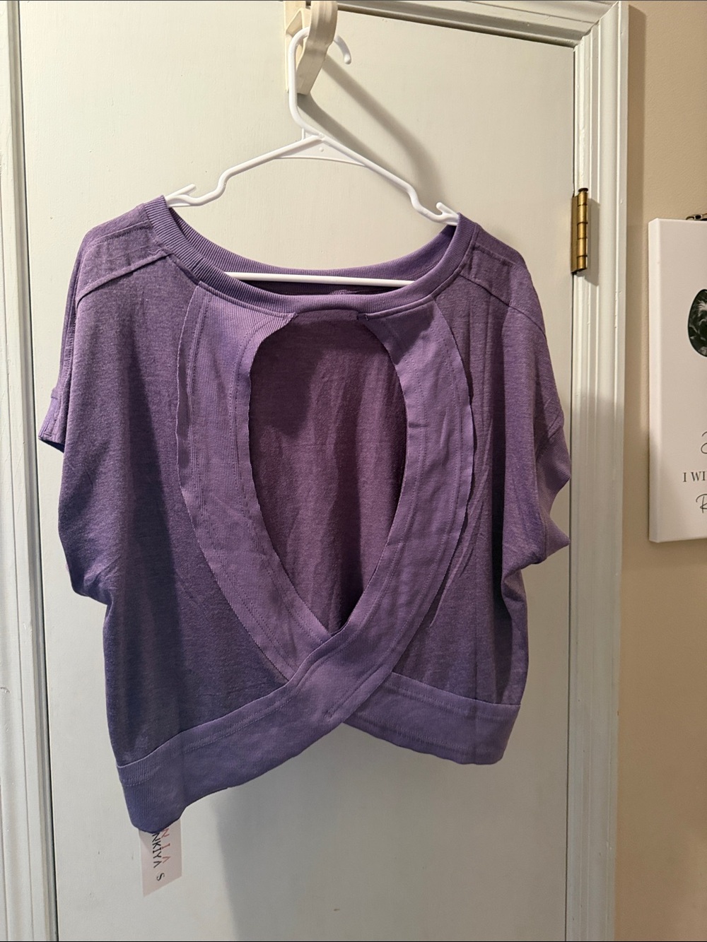 Purple Open-Back Knit Crop Top